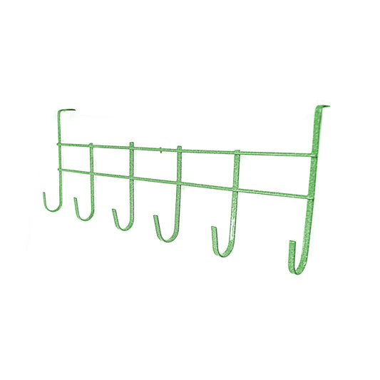 Metal Door Hanging Rack Storage 6 Hooks 45 cm Assorted Colours 0716