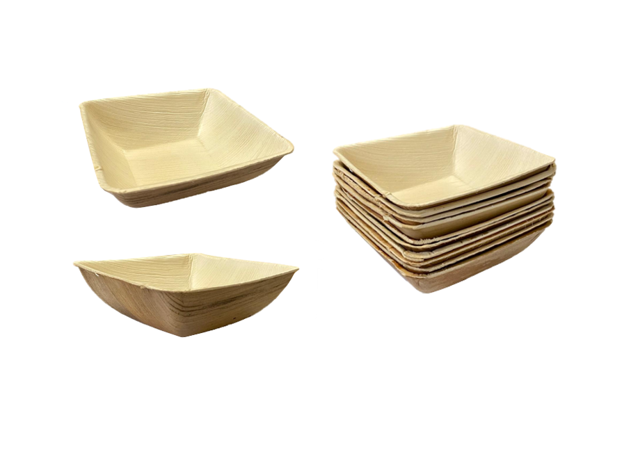 Biodegradable Disposable Square Areca Palm Leaf Soup Bowls 5" Pack of 10 EC1925