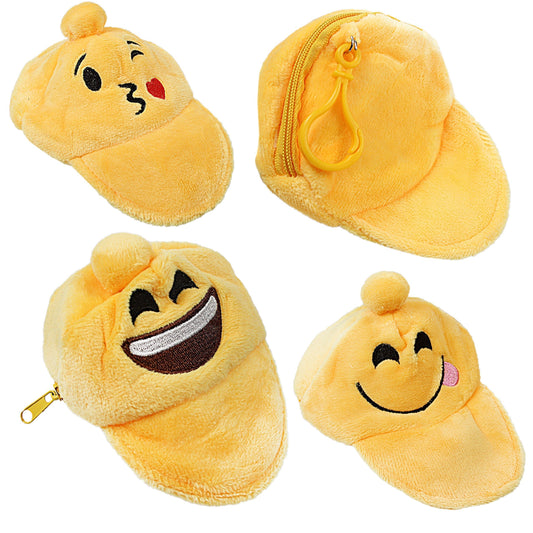 Emoji Soft Hat Cap Shaped Coin Purse 9 cm Assorted Designs 4956