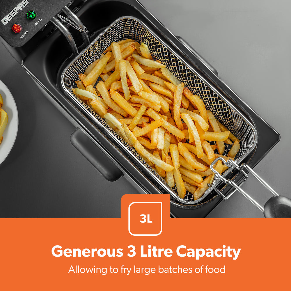 Stainless Steel Deep Fat Oil Chips Fryer with Viewing Window 3L GDF36011UK