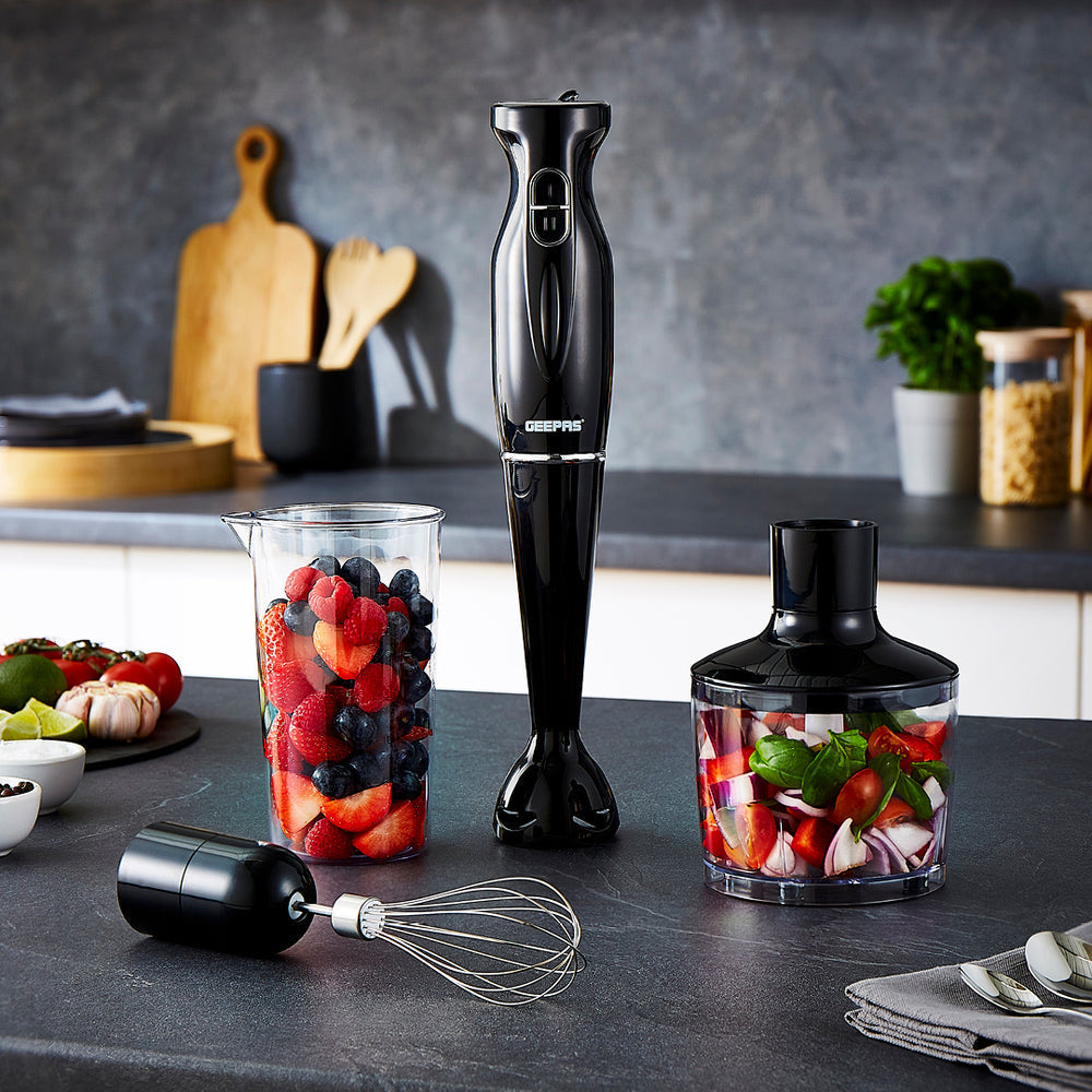 Electric Kitchen 4 in 1 Hand Blender Stick including Whisk 200W Black GHB6144UKBK