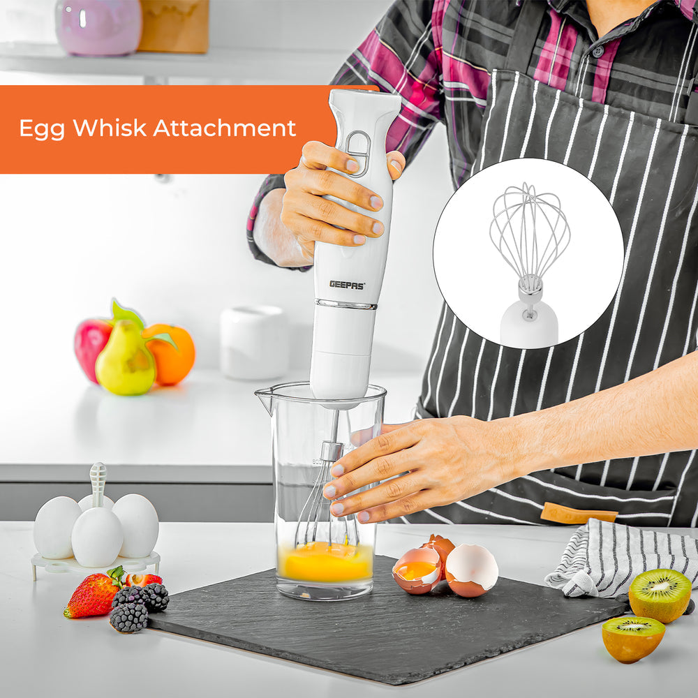 Electric Kitchen 4 in 1 Hand Blender Stick including Whisk 200W White GHB6144UKWT