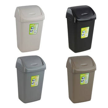SQ Professional Plastic Swing Bin 9 Litre W 23cm x D 18.5cm x H 39.5cm Assorted Colours 7563