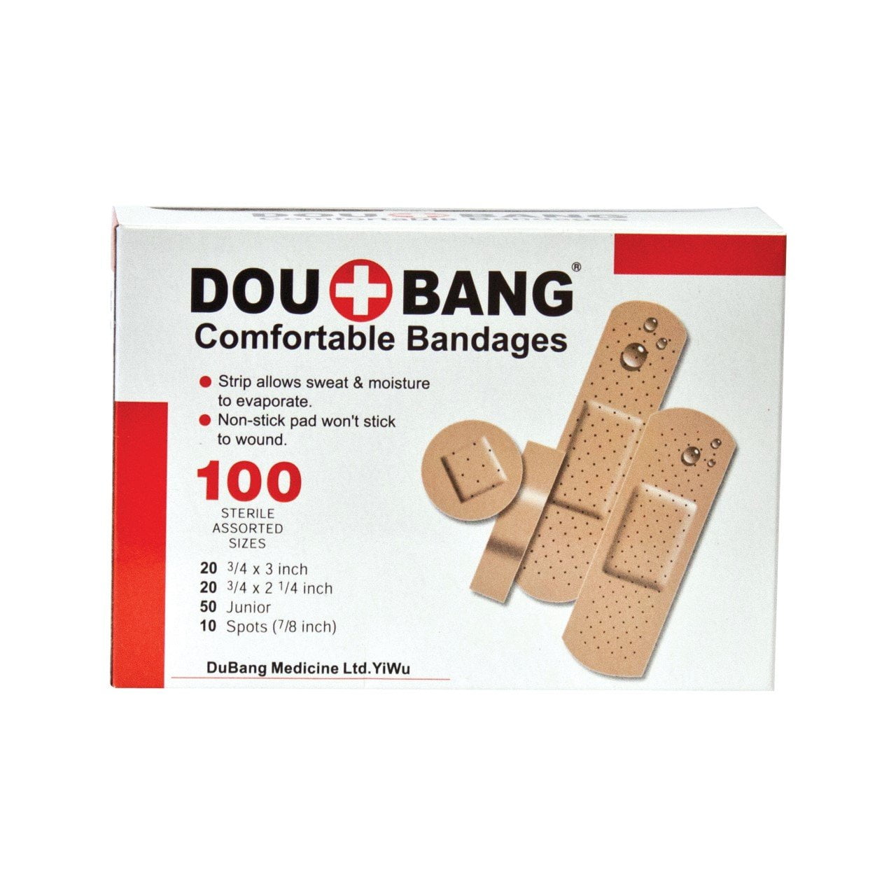 100 Piece Assorted Comfortable Bandages Different Sizes Moisture Control HY0027-00027 A