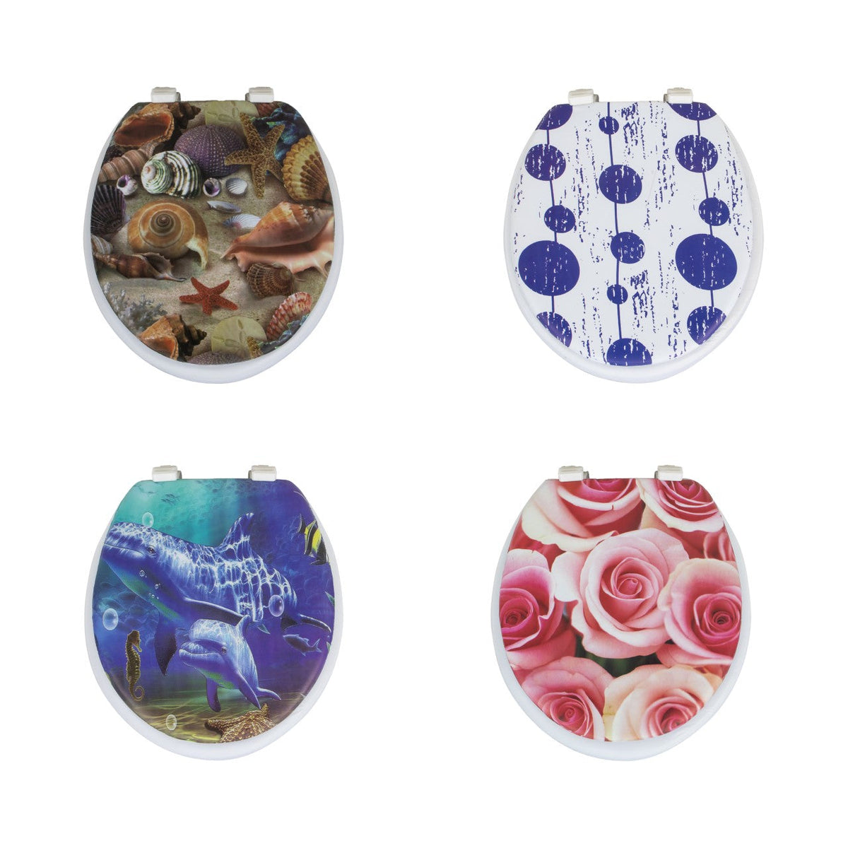 SQ Durane Cushioned Toilet with Print Seat 36 x 41cm Assorted Designs 9929