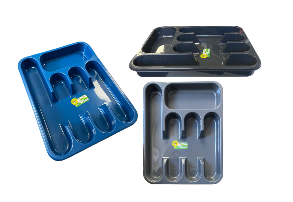 Plastime Plastic Cutlery Drawer Organiser Tray 5 Sections 33 x 25 x 4cm Assorted Colours H0301
