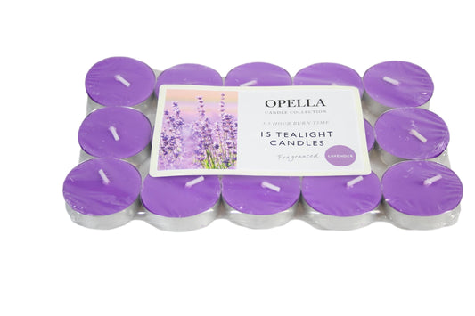 Scented Opella Lavender 12 Tealight Candles 3.5 Hour Burn Time CD001L