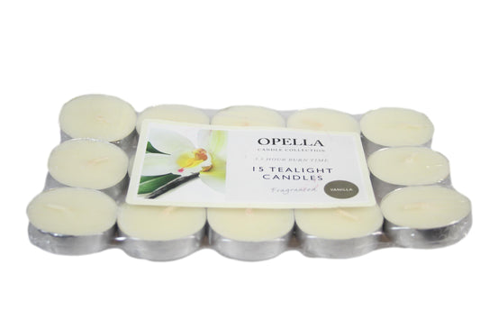 Beautifully Scented Opella Vanilla 12 Tealight Candles 3.5 Hour Burn Time CD001V
