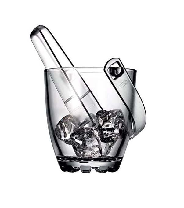 Glass Ice Bucket With Tongs 830ml 53628