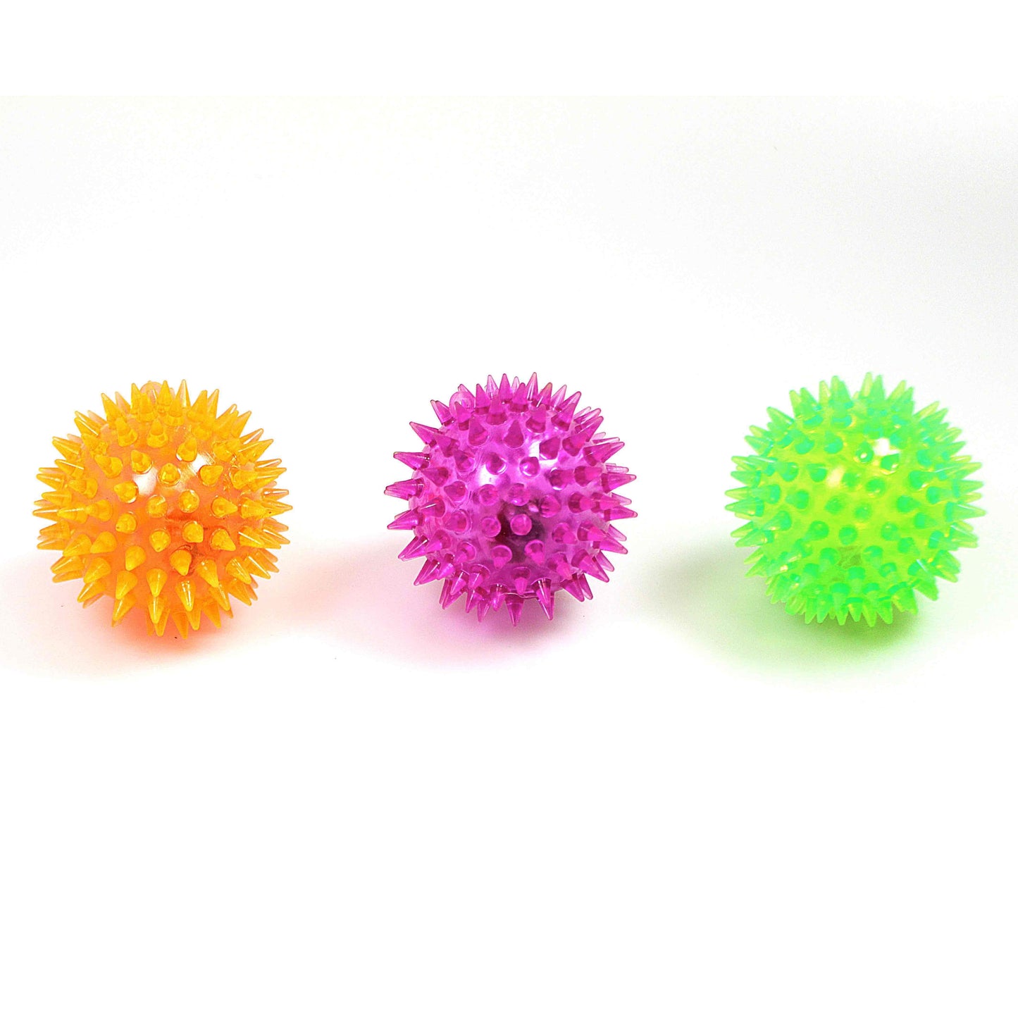 Pet Dog Toy Flashing Light Up Spikey Ball Assorted Colours 7041
