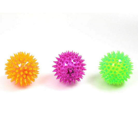 Pet Dog Toy Flashing Light Up Spikey Ball Assorted Colours 7041