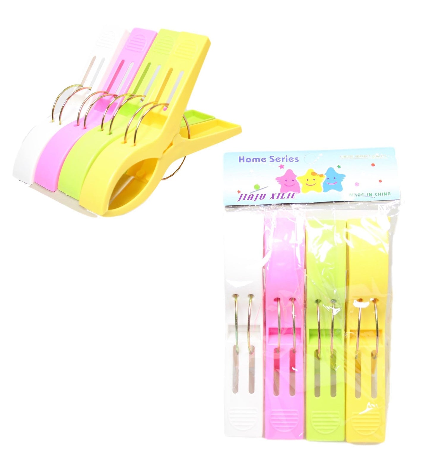 Jumbo Plastic Laundry Clothes Washing Pegs Clips 12cm Pack of 4 Assorted Colours 0371