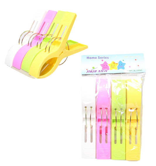 Jumbo Plastic Laundry Clothes Washing Pegs Clips 12cm Pack of 4 Assorted Colours 0371