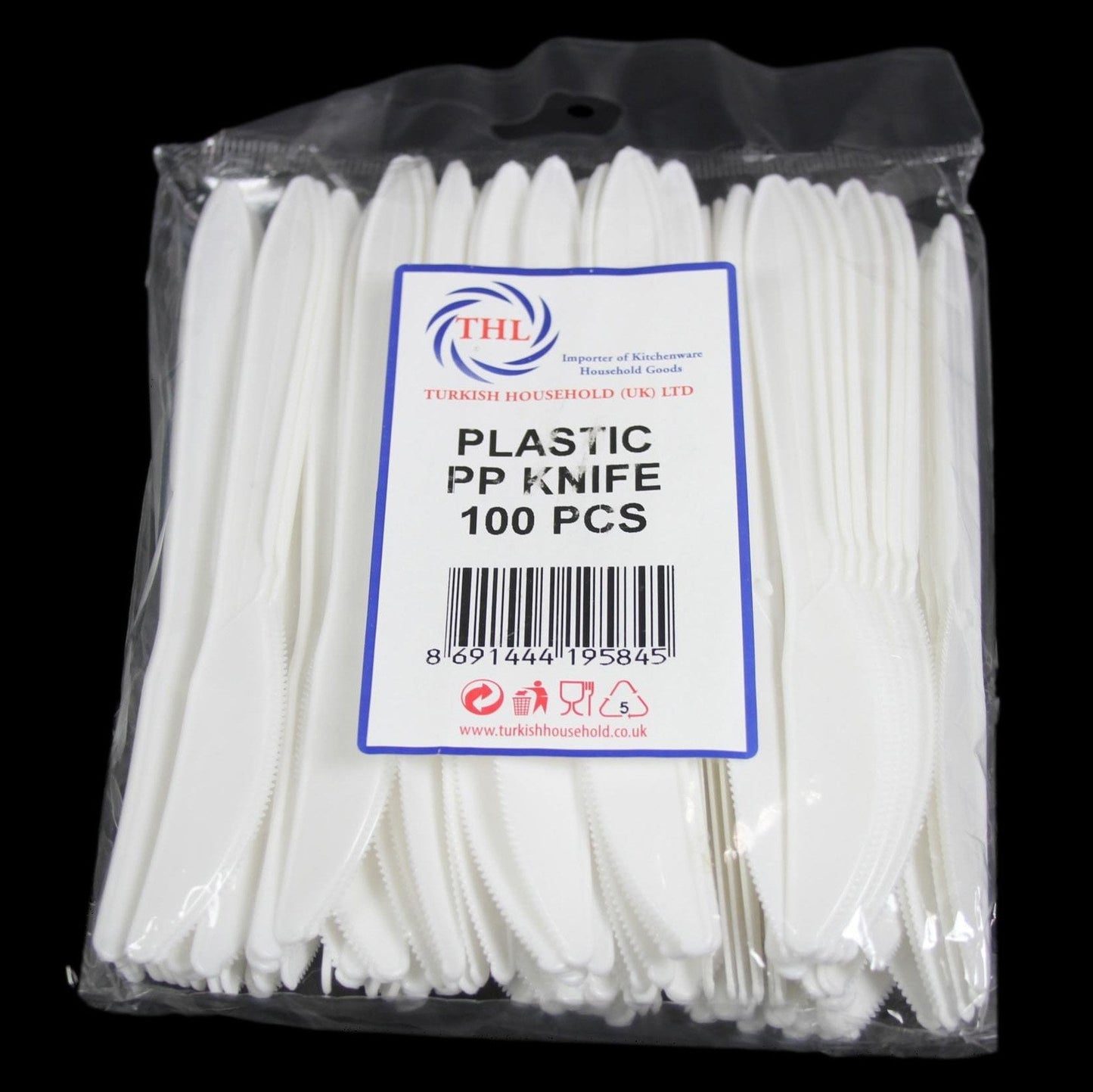 Plastic Disposable White Knife 100 Piece THL9584