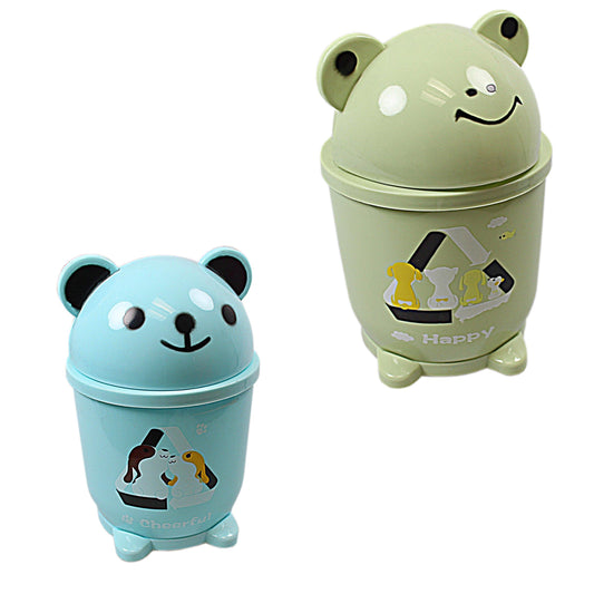 Mini Plastic Desk Bin with Animal Cartoon Design Assorted Colours 4934