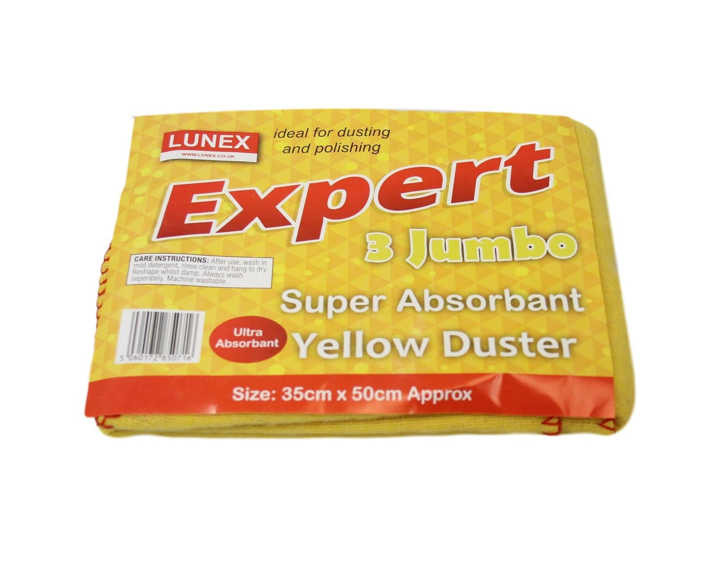 Jumbo Yellow Duster Cleaning Cloths 35 x 50cm Pack of 3 LL5071