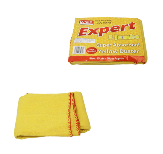 Jumbo Yellow Duster Cleaning Cloths 35 x 50cm Pack of 3 LL5071