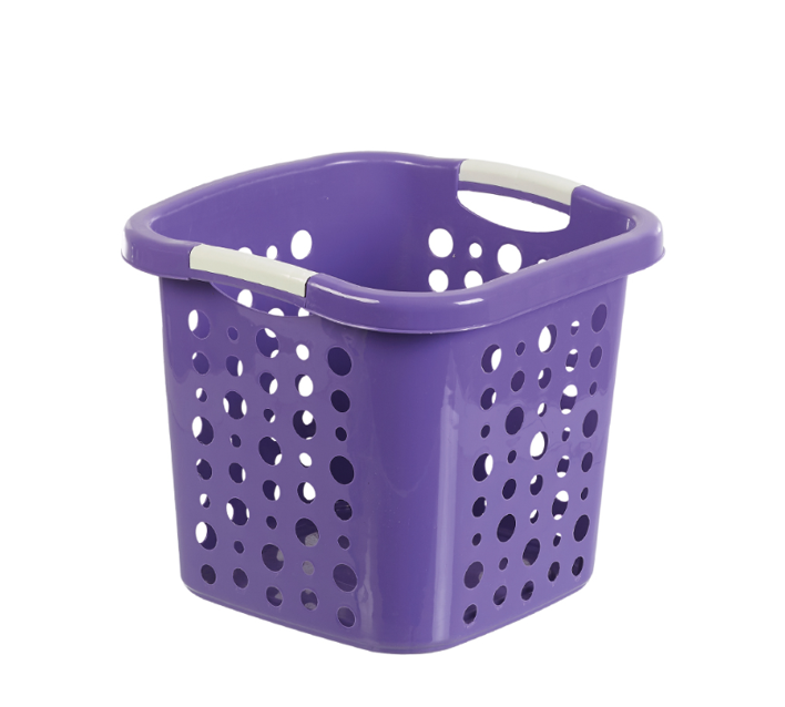 Plastic Square Laundry Basket 37 x  37 x 31 cm Assorted Colours MS008