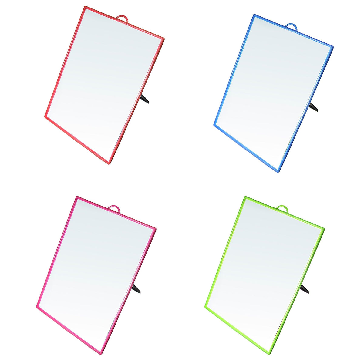 Desk Table Plastic Coloured Border Square Shaped Mirror 30 x 40cm Assorted Colours 0179