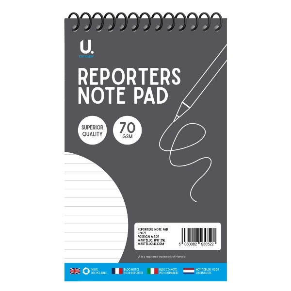 Reporters  Writing Notepad 72 Pages 22 x 13 cm Assorted Colours P2071