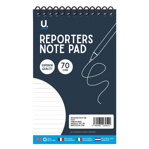 Reporters  Writing Notepad 72 Pages 22 x 13 cm Assorted Colours P2071