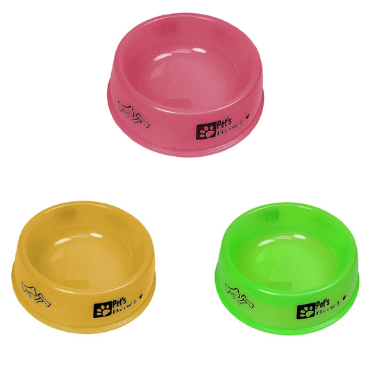 Pet Dog Cat Plastic Feeding Bowl 16cm Assorted Colours 4202