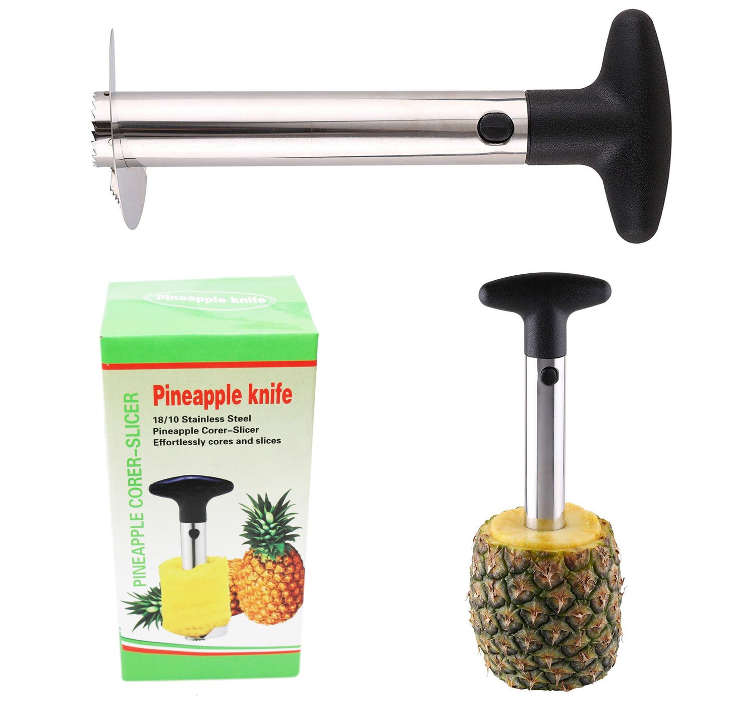 Metal Pineapple Corer Kitchen Tool Fruit Slicer with Plastic Handle 23 x 8 x 3cm SKU 1503
