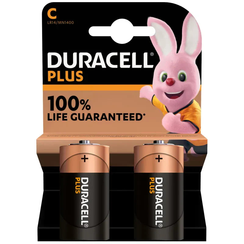 2 x Duracell C Batteries LR14 / MN1400 Plus Power Non Rechargeable 2469  A