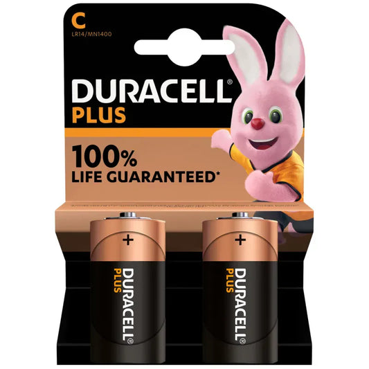 2 x Duracell C Batteries LR14 / MN1400 Plus Power Non Rechargeable 2469  A