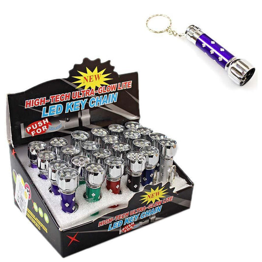 Portable LED Mini Aluminium Flashlight Torch Keyring Assorted Colours 0532