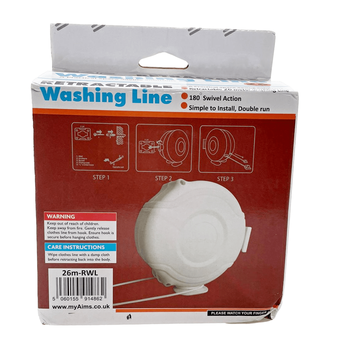 Outdoor Garden Retractable Washing Line 26 Metre 13.5 x 14 x 6cm 26MD1 / 14862