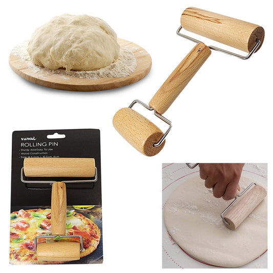 Double Sided Wooden Dough Rolling Pin 10.5 x 6 cm 4666 A