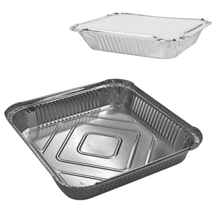 Aluminium Foil Containers with Lids 244 x 244 x 45mm Pack of 4 MX6011