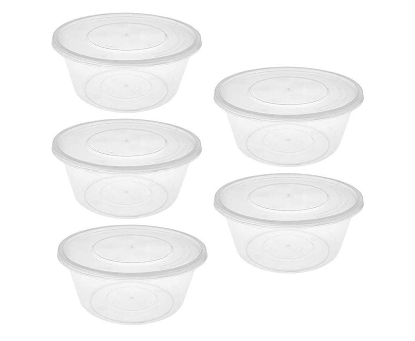 Disposable Plastic Round Food Container 16oz / 500ml Pack of 5 SK28161