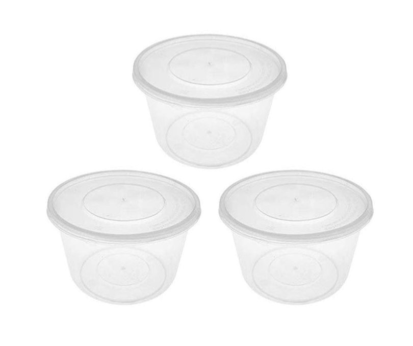Disposable Plastic Round Food Container 40oz / 1250ml Pack of 3 SK28172
