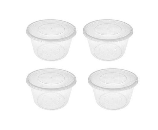 Disposable Plastic Round Food Container 25oz / 750ml Pack of 4 SK28190