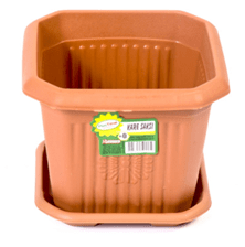 N0. 0 Plastic Square Plant Indoor Outdoor Garden Plant Pot with Base 10 x 8.5cm H2459