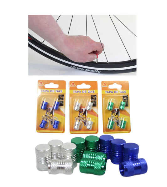 Bike Bicycle Metal Screw On Gas Caps Pack of 4 Assorted Colours 1847