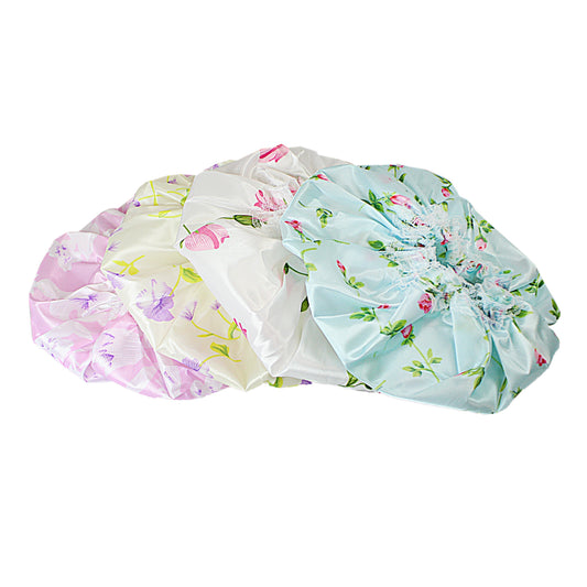 Reusable Shower Cap Floral Print Assorted Colours 0342