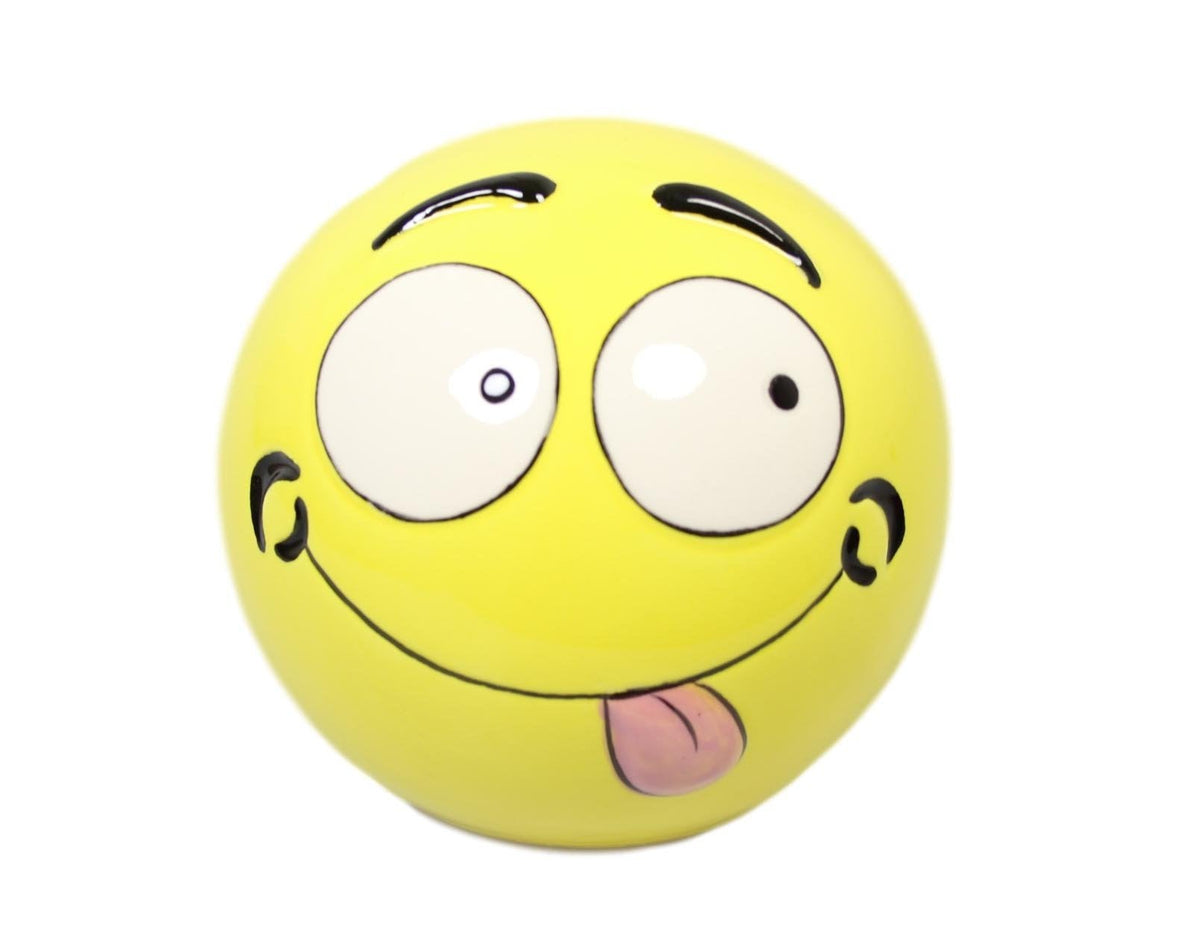 Children's Round Yellow Smiley Face Ceramic Money Box Piggy Bank Assorted Designs 5560