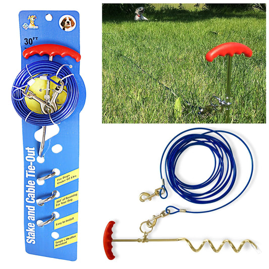 Dog Tie Out Cable Ground Field Spike Stake 30ft 2029