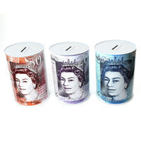 MTS65 (0.65)  Small Sterling Designs Sealed Money Tins Savings Box Piggy Bank 11cm x 14.50cm  A w10
