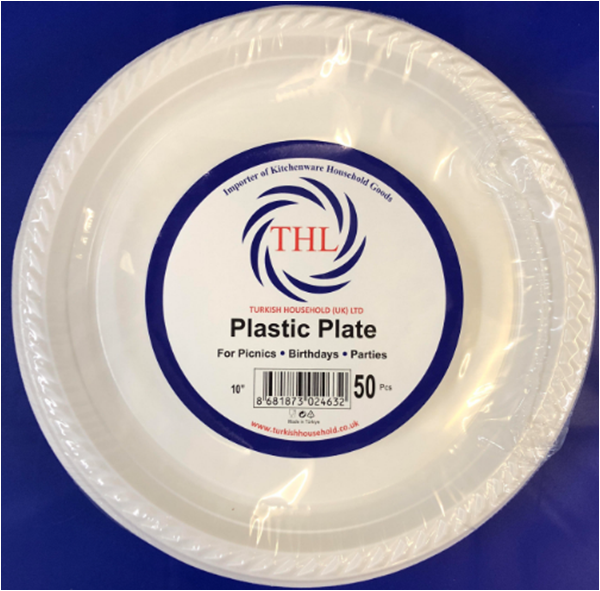 10" White Plastic Plate Pack of 50 THL2463