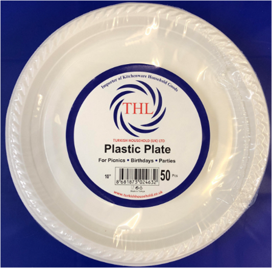 10" White Plastic Plate Pack of 50 THL2463
