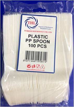 Plastic Reusable PP White Spoons Pack of 100 AP1003 / THL9581