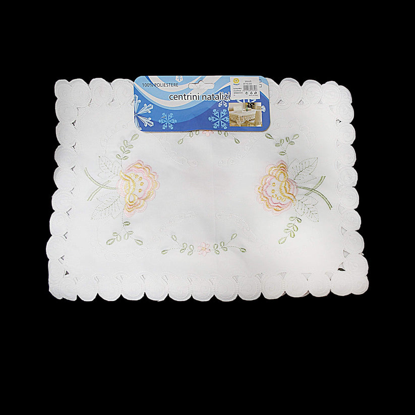 White Table Cloth Placemat with Floral Details Assorted Designs 43 x 28cm 9984
