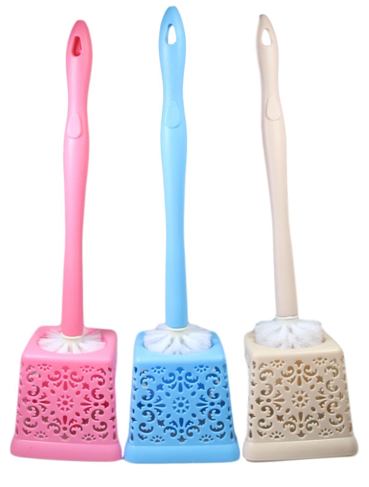 Bathroom Toilet Plastic Toilet Brush Lace Style 50 cm Assorted Colours 5193