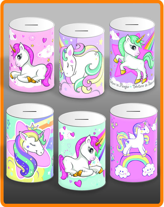 Unicorn Money Tin 145mm x 110mm Assorted Designs UNI001