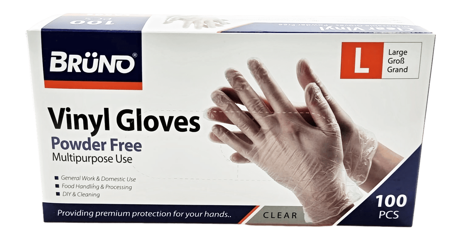 100 Large Disposable Vinyl Clear Examination Gloves Powder Free Latex Free Gloves VG003
