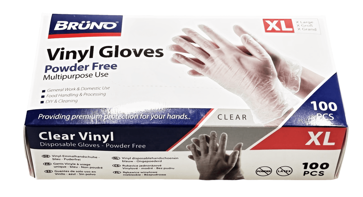 100 XL Disposable Vinyl Clear Examination Gloves Powder Free Latex Free Gloves VG004